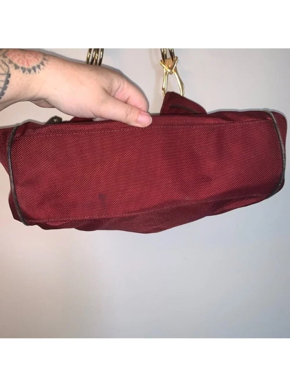 JPK Paris 75 Elegant Red Hobo Bag with Gold Details